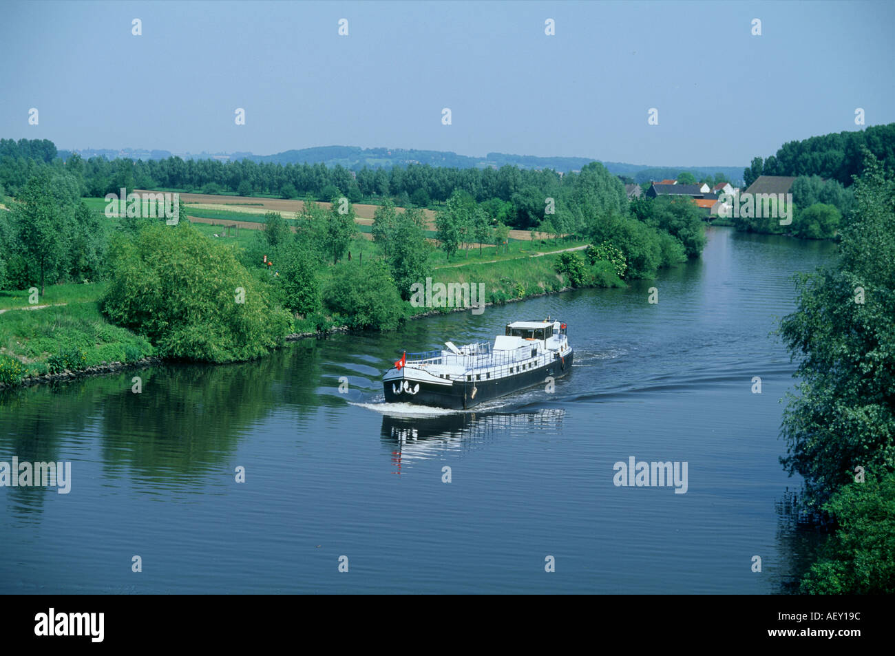 Schelde Fluß in der Nähe von KERHOVE Flandern Belgien Stockfoto