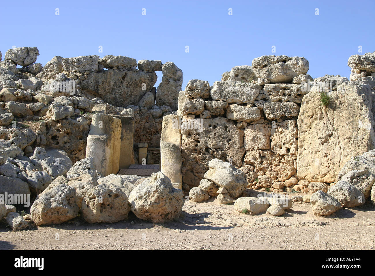 Malta Xaghra Ggantija Gozo Tempel Tempel Tempel Tempelanlage Stockfoto