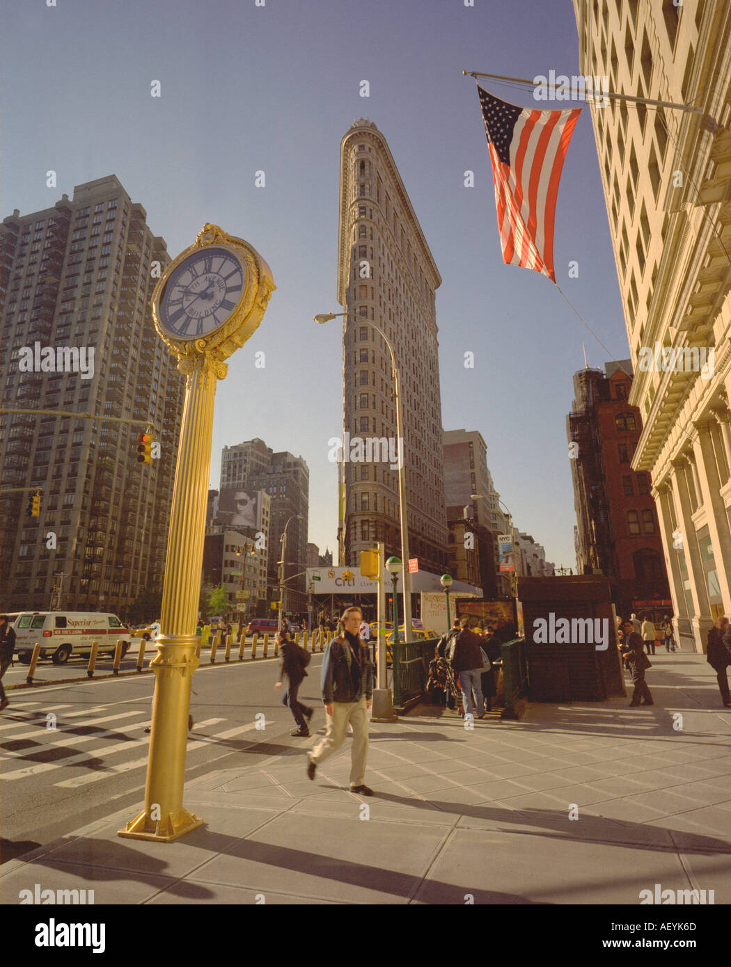 New York Flat Iron Building liegt bei 175 Fifth Avenue im Borrough von Manhattan New York City. Stockfoto