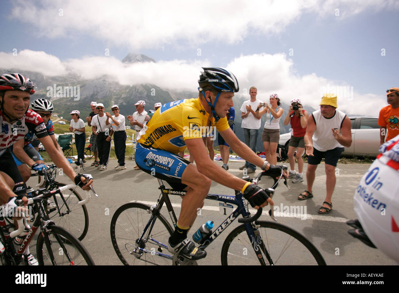 Lance Armstrong Bergfahrt Col d Aubisque in der Tour de France 2005 Stockfoto