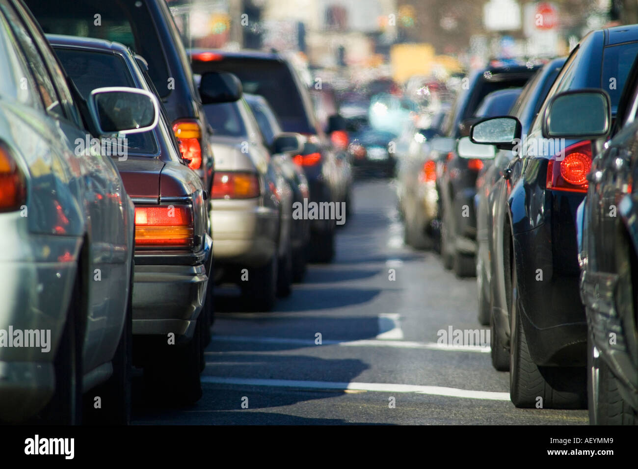 Stoßstange an Stoßstange Verkehr Stockfoto