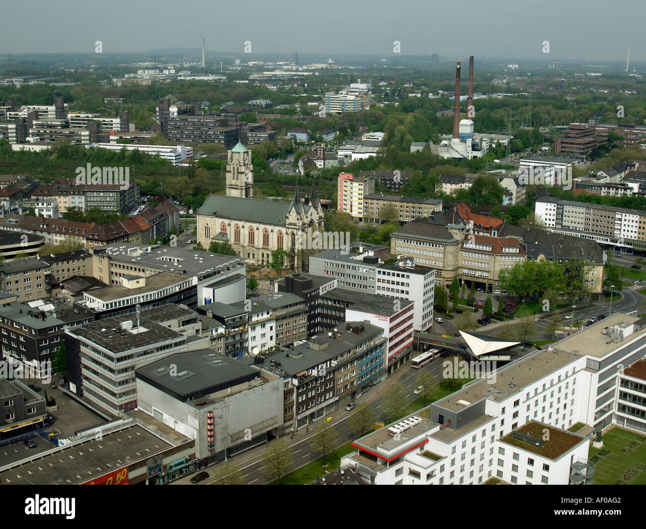 Stadt der Stadt Essen-Blick vom Rathaus Richtung Norden Stockfoto