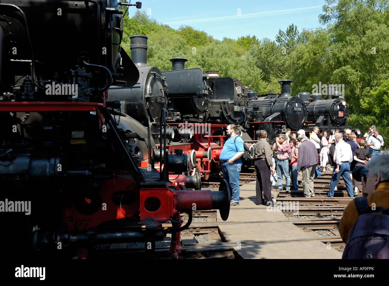 Dampflokomotiven auf das Eisenbahnmuseum in Bochum, Deutschland. Stockfoto