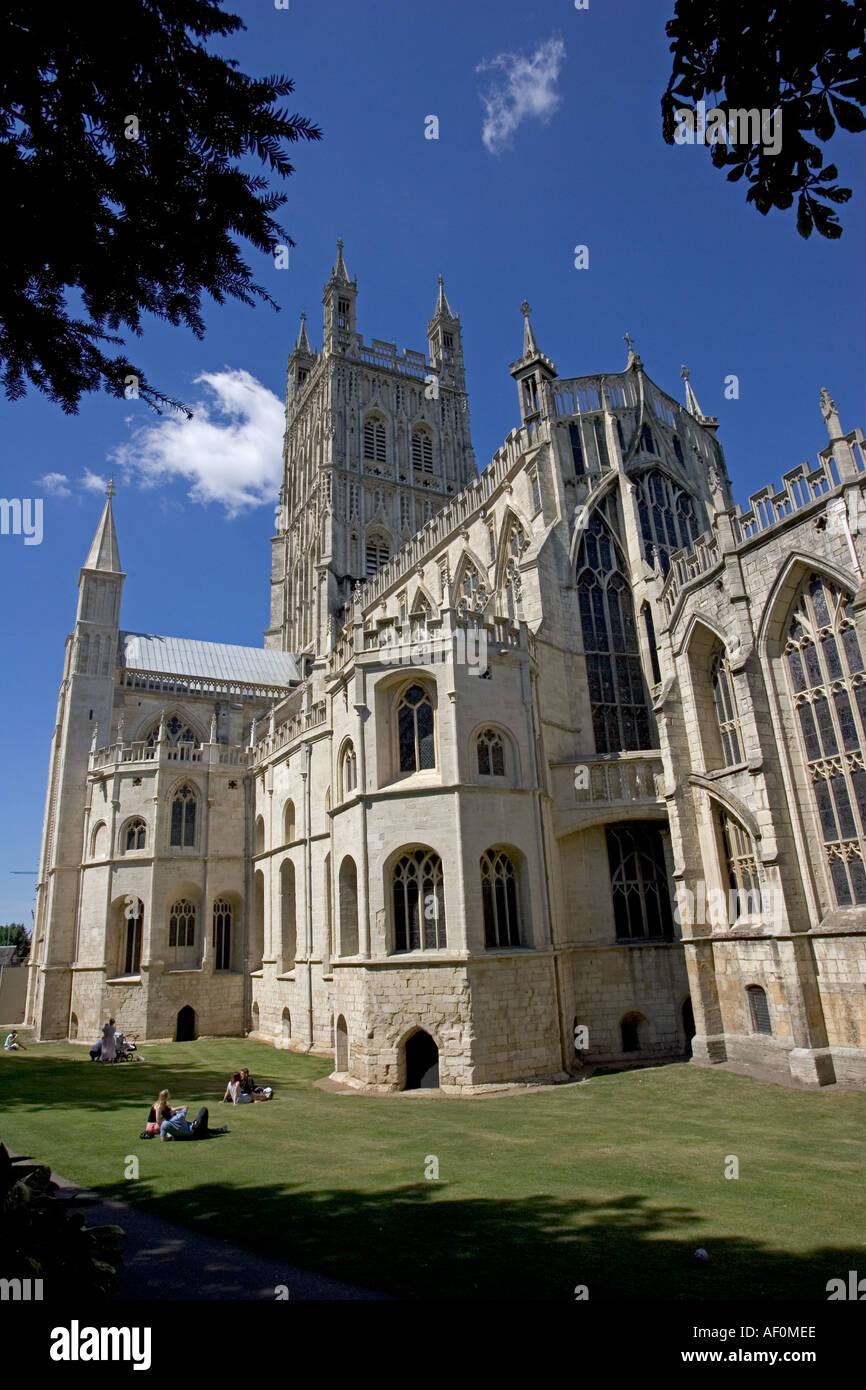 Kathedrale von Gloucester vor kurzem gereinigt Gloucestershire UK Stockfoto