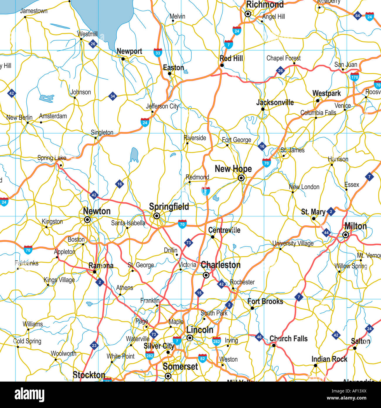 Eine fiktive gebildet regionale Karte der USA (Abb.) Stockfoto