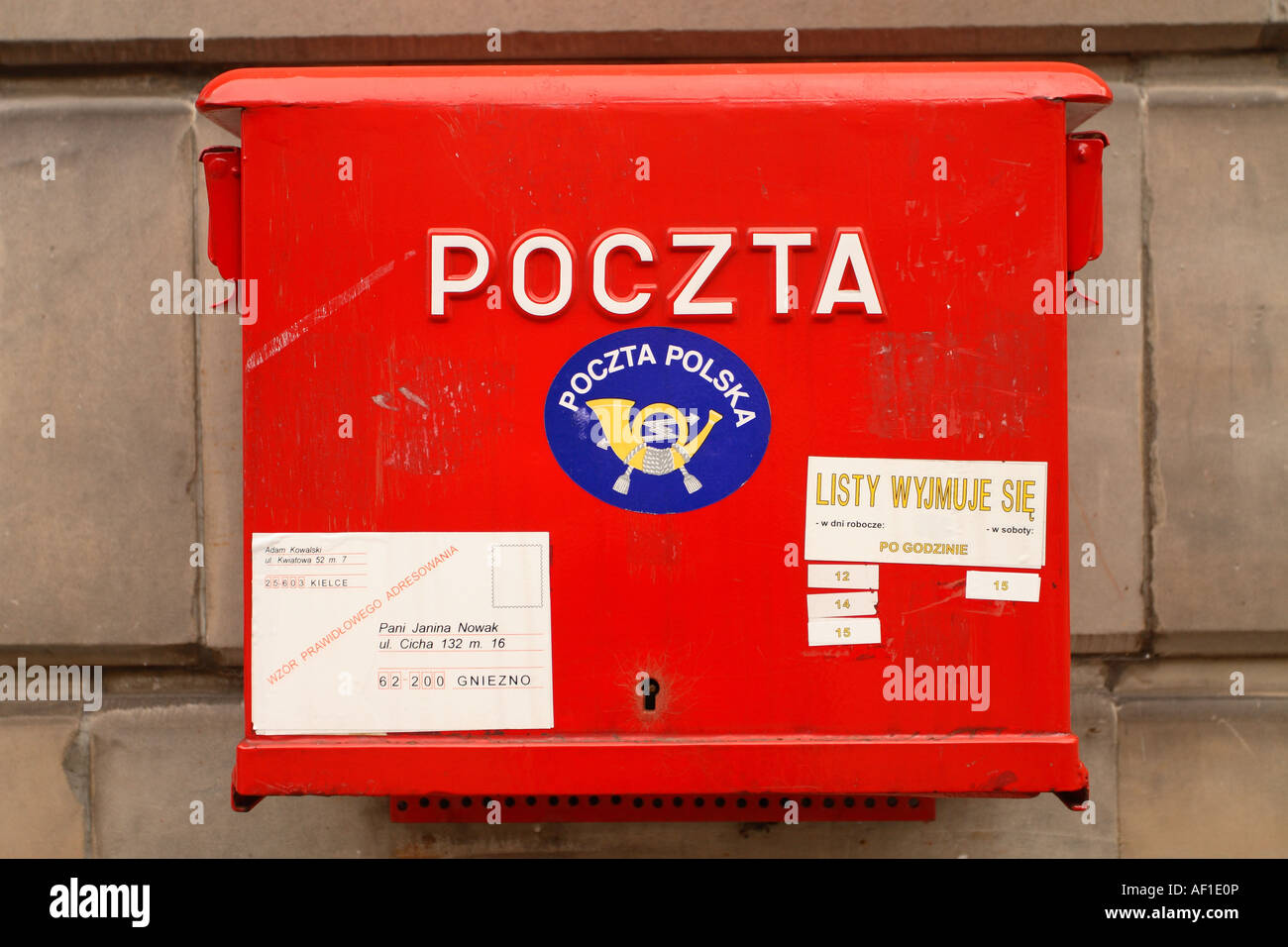 Briefkasten Post Brief Polen Poczta Stockfotografie - Alamy