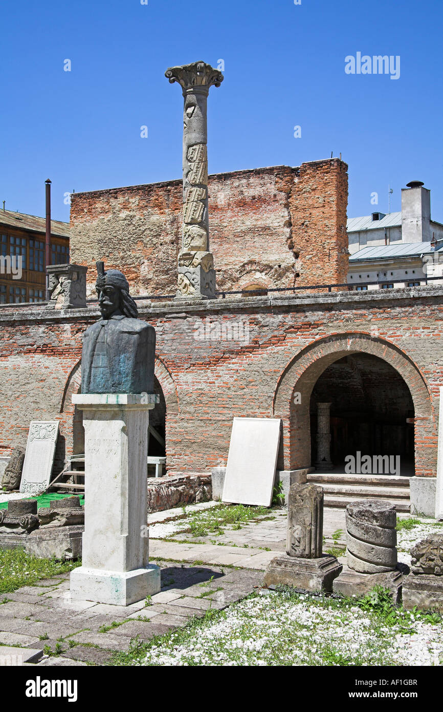 Vlad Tepes Statue, alte Fürstenhof, Curtea Veche, Franceza Street, Bukarest, Rumänien Stockfoto