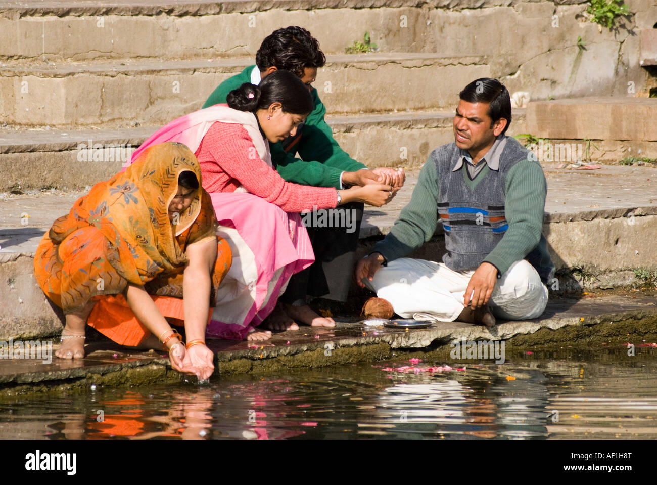 Am Heiligen See in Pushkar Stockfoto