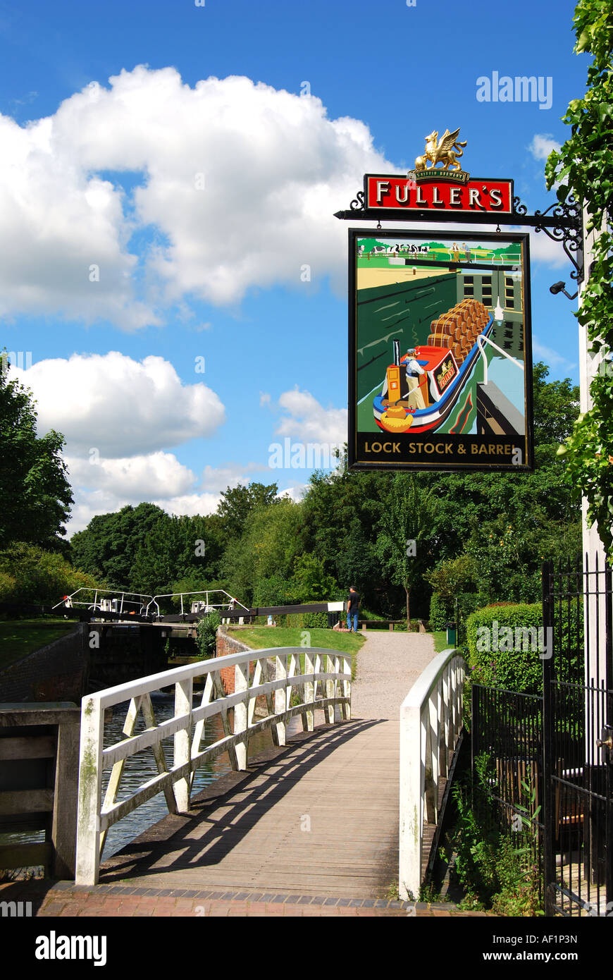 Pub 'Lock Stock and Barrel', Newbury Lock, Newbury, Berkshire, England, Großbritannien Stockfoto