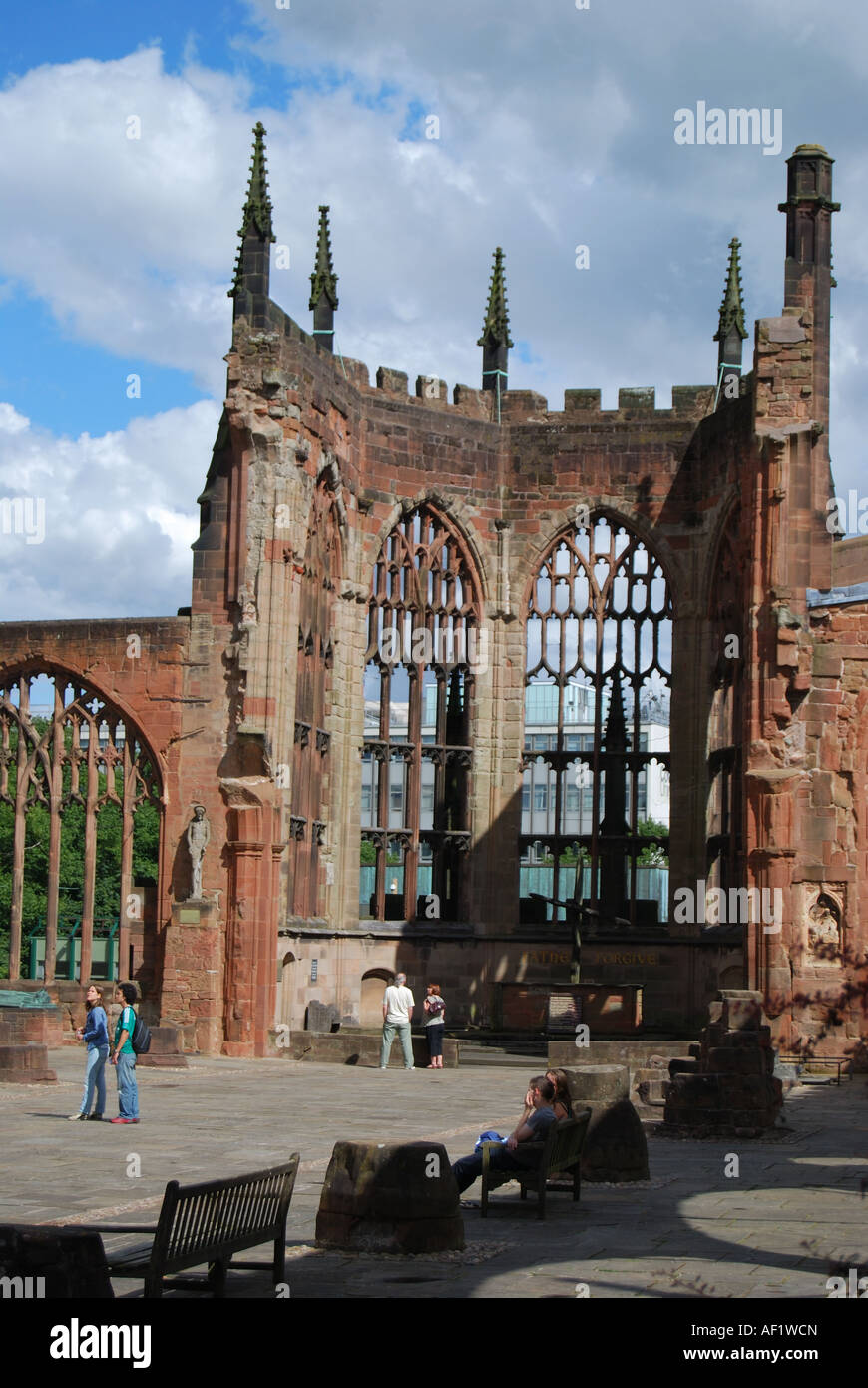 St. Michael's Cathedral Ruinen, Coventry, West Midlands, England, Vereinigtes Königreich Stockfoto