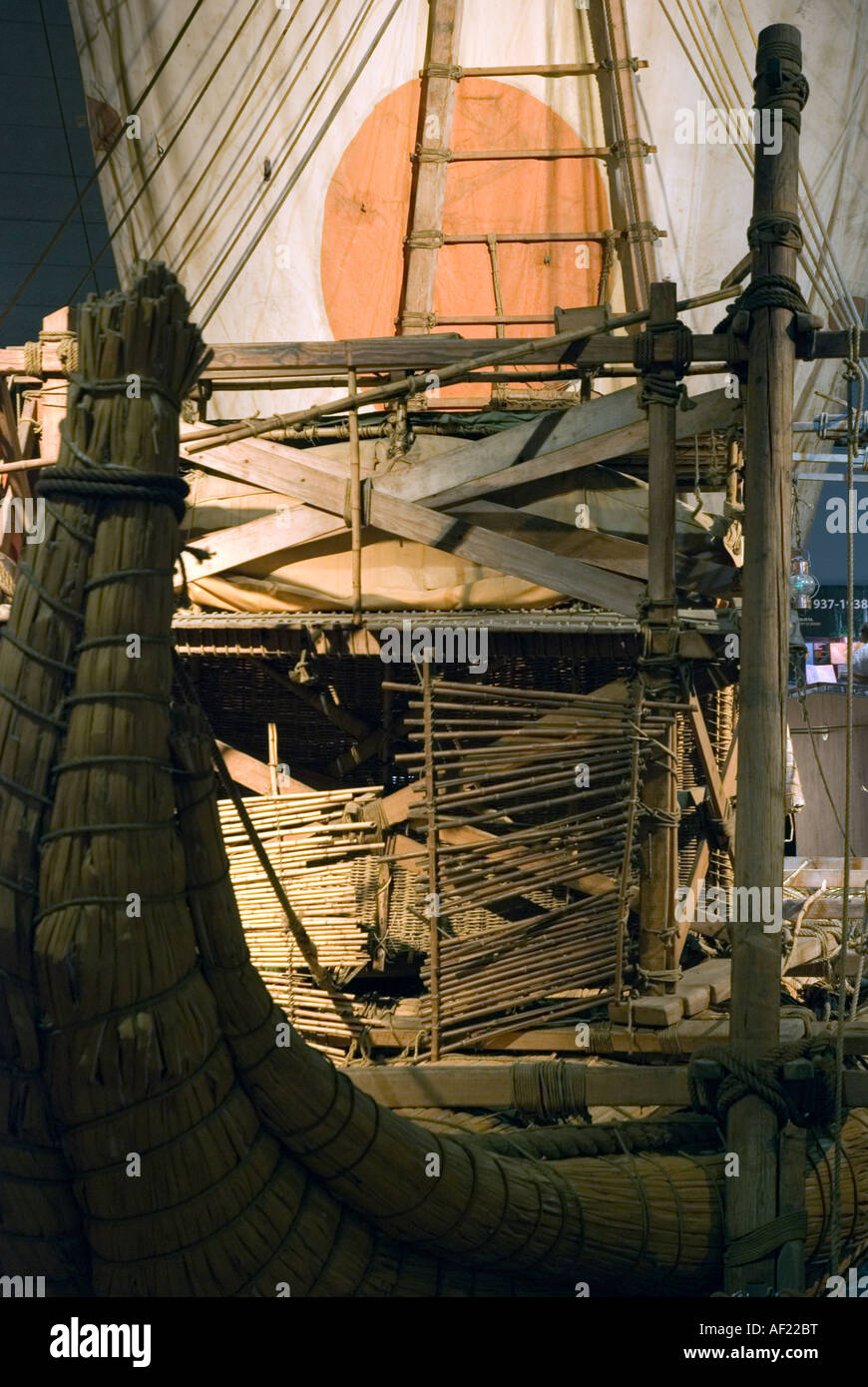Das ursprüngliche Ra II Papyrus Floß von Thor Heyerdahl verwendet Stockfoto Das ursprüngliche Ra II Papyrus Floß von Thor Heyerdahl verwendet Stockfoto