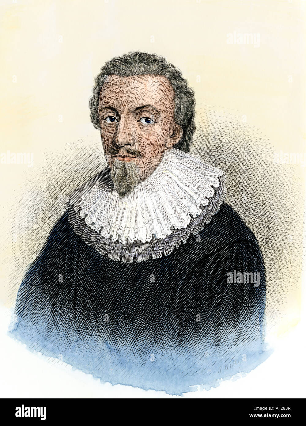George Calvert, Erster Baron Baltimore, Englischer kolonisator von Neufundland und Maryland. Handcolorierte Stahlstich Stockfoto