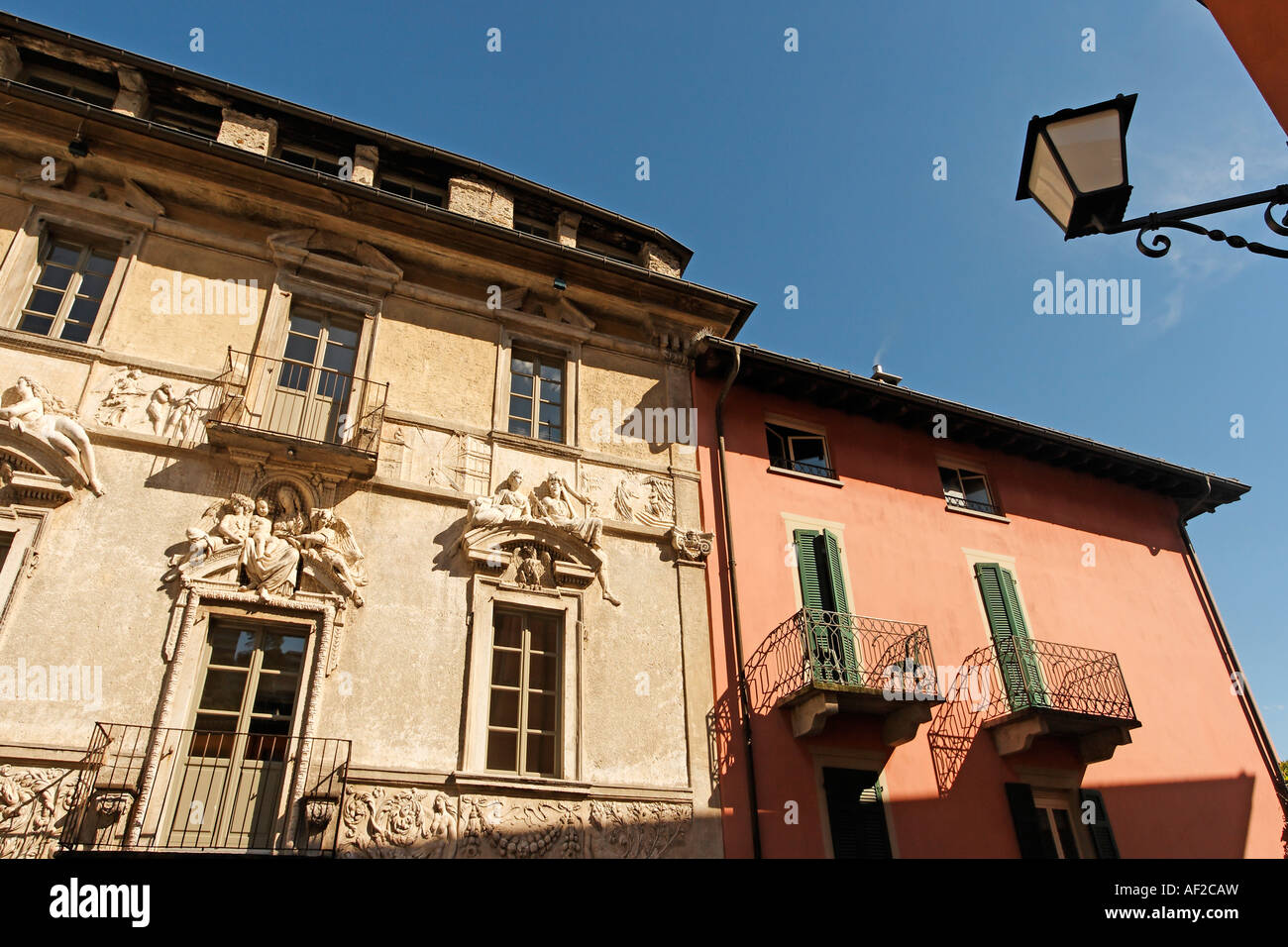 Schweiz-Tessin-Ascona alte Stadt Zentrum historische Fassade Stockfoto