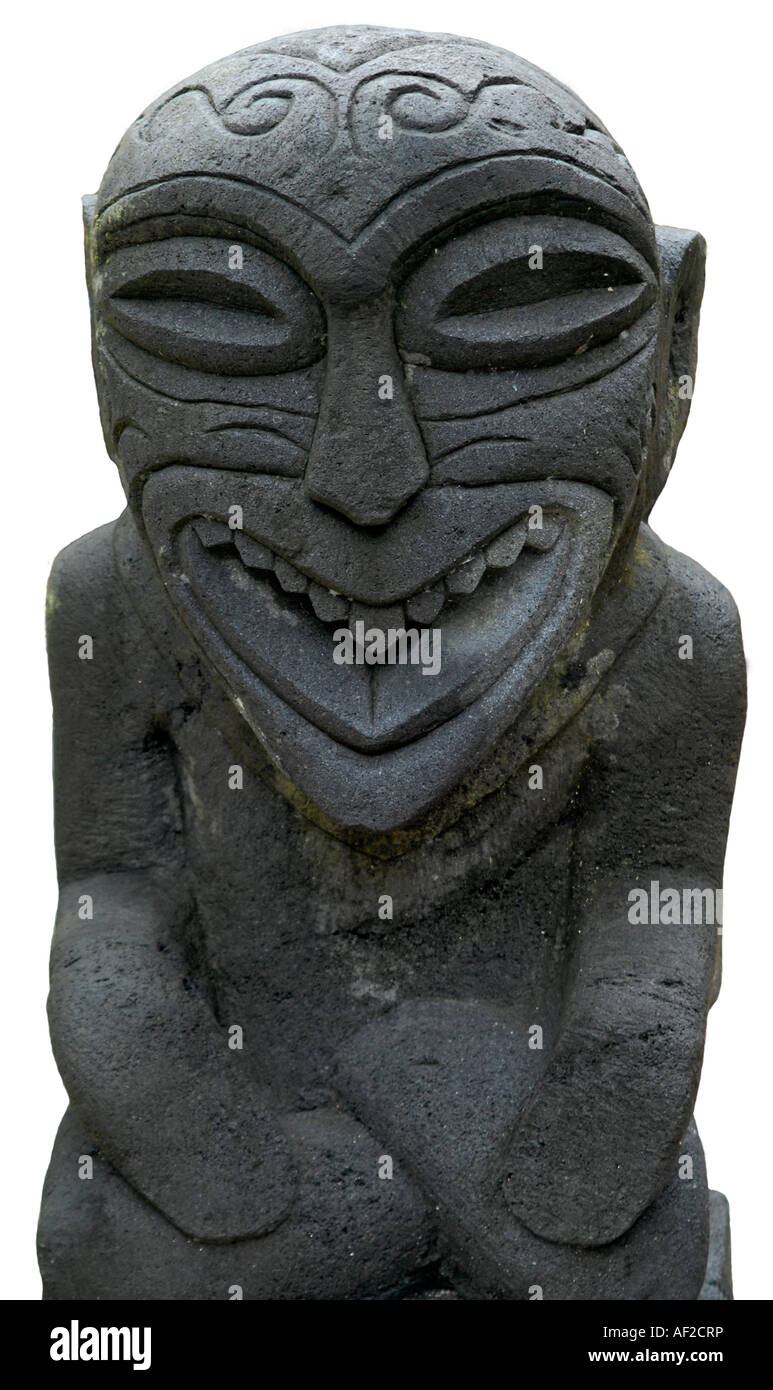 Isolierte Bild einer traditionellen Tiki Statue auf Bora Bora Französisch Polynesien Stockfoto