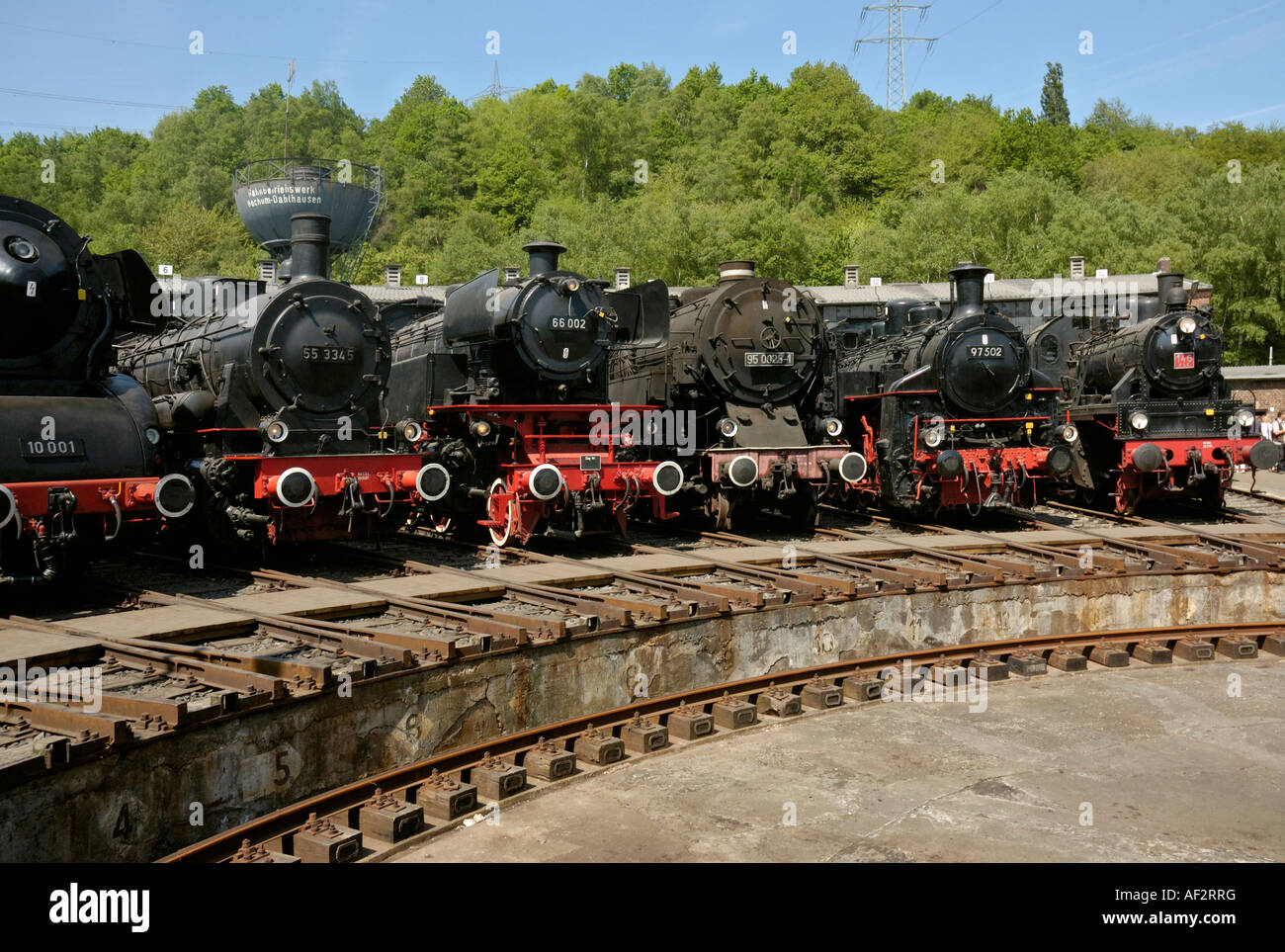 Dampflokomotiven auf das Eisenbahnmuseum in Bochum, Deutschland. Stockfoto