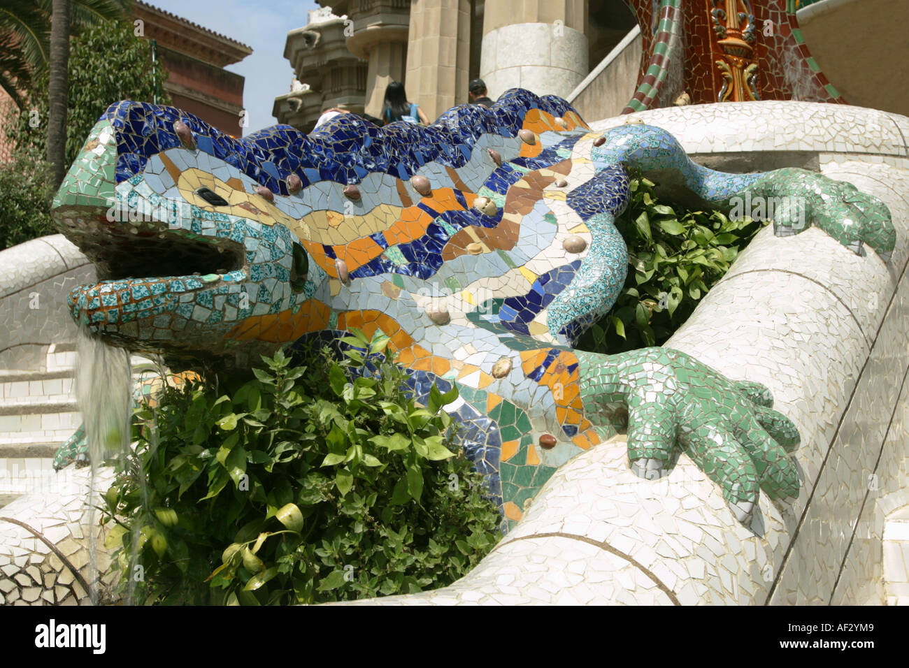 Eingang des Parc Güell Barcelona Stockfoto