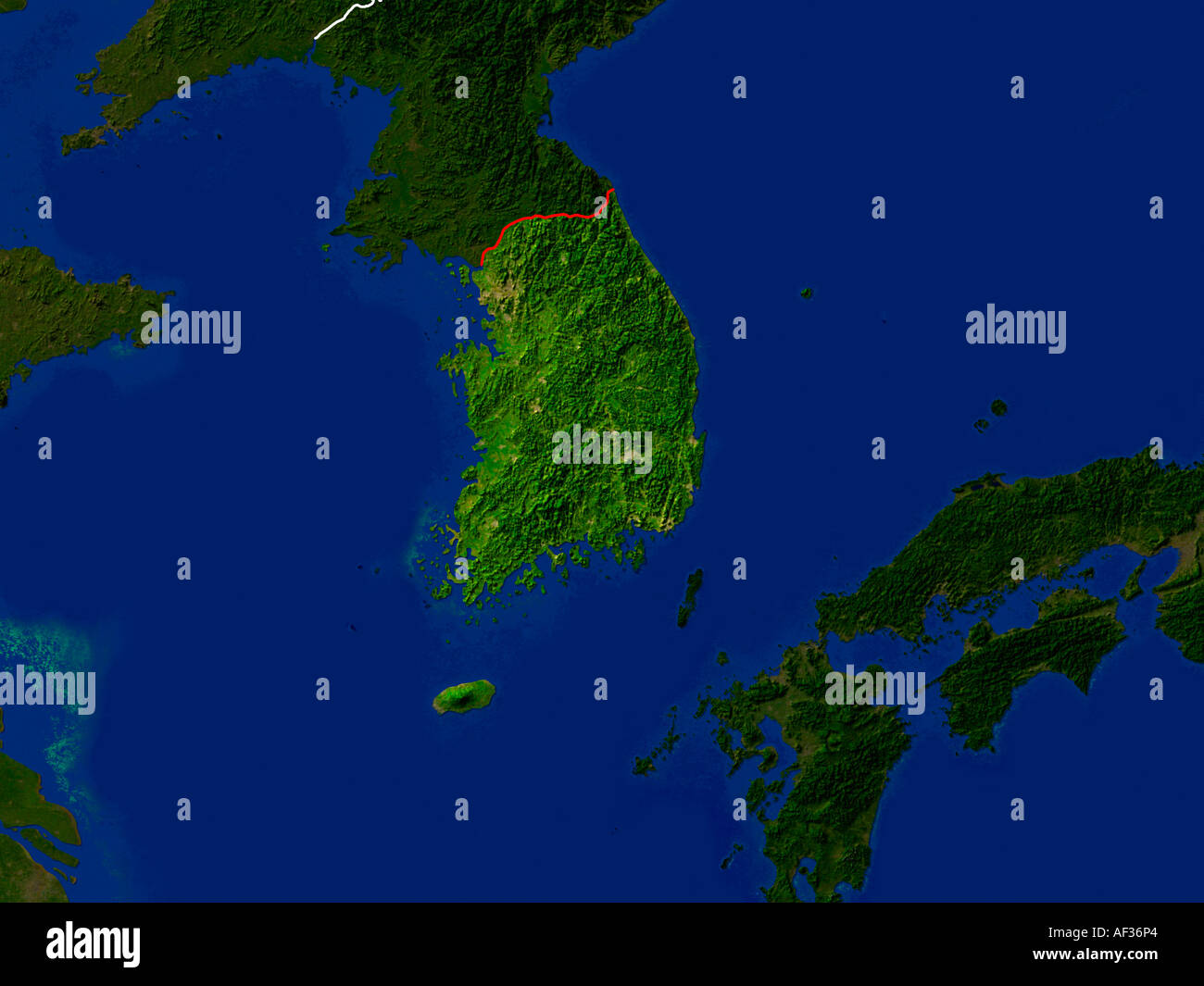 Satellitenbild von Südkorea Stockfoto