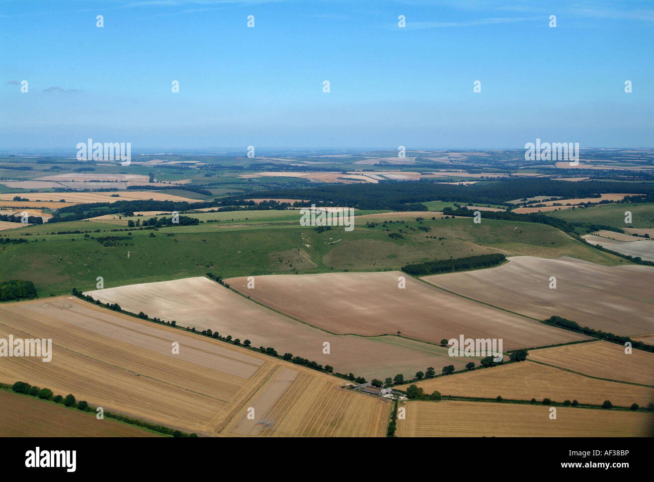South Downs nr Marlborough, aus der Luft, Südengland - August 2007 Stockfoto