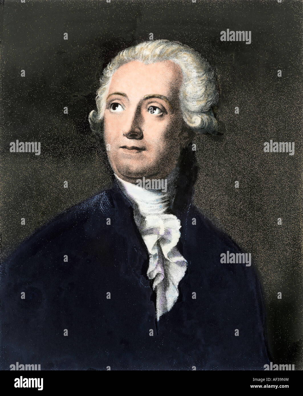 Chemiker Antoine Laurent Lavoisier. Hand - farbige Gravur Stockfoto