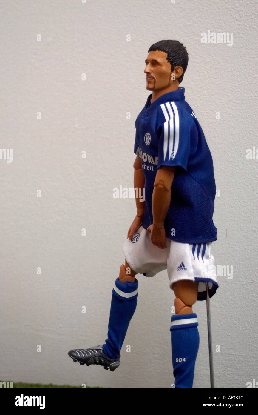 Hamburg verrückte Fußball. Vor dem FIFA 2006. Museum für Hamburgische. Fußball-Spielzeug. Puppen-Football-Spieler Stockfoto