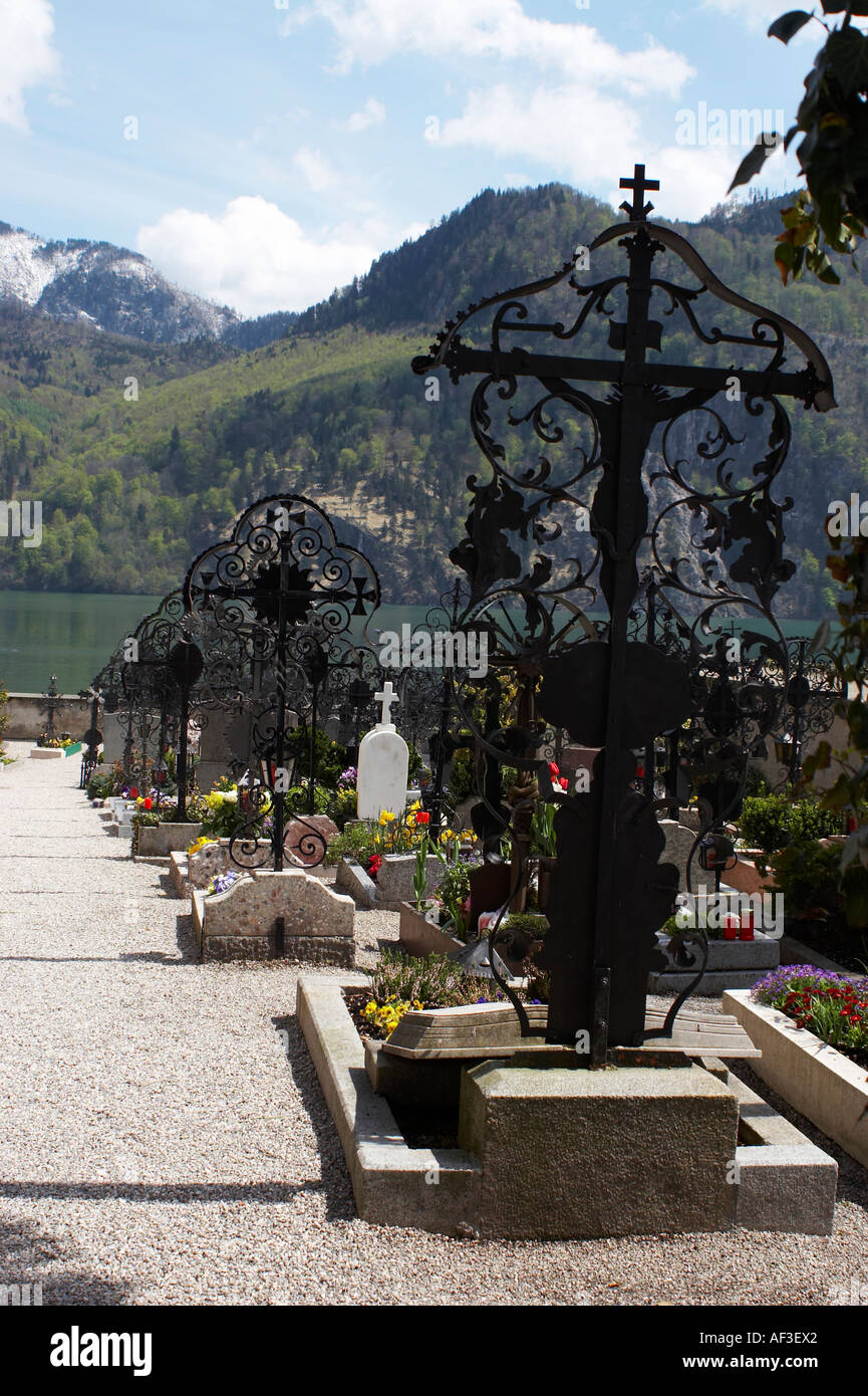 Friedhof in Traunkirchen, Österreich Stockfoto