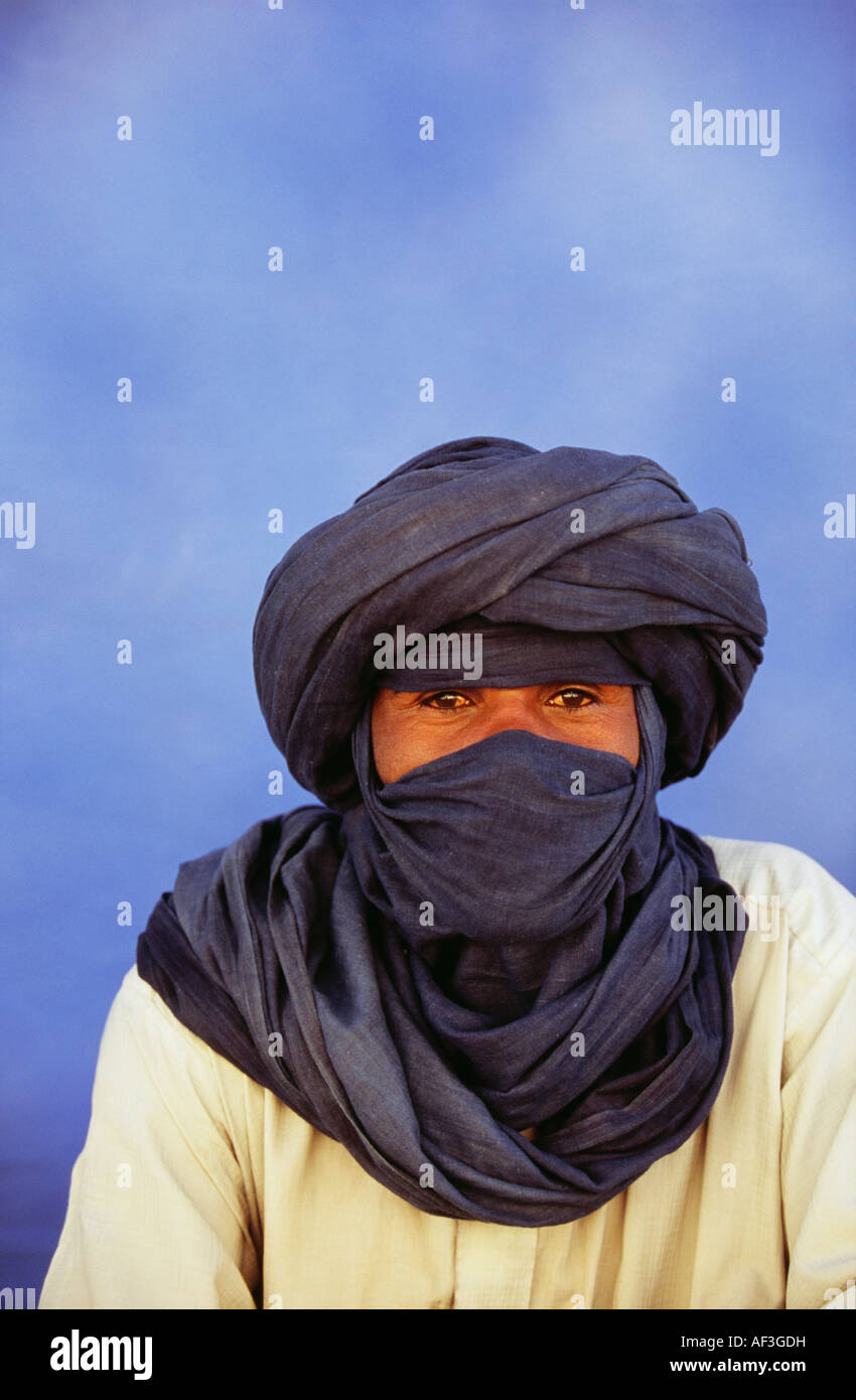 Libyen Ghat Mann der Tuareg Stamm Portrait Stockfoto
