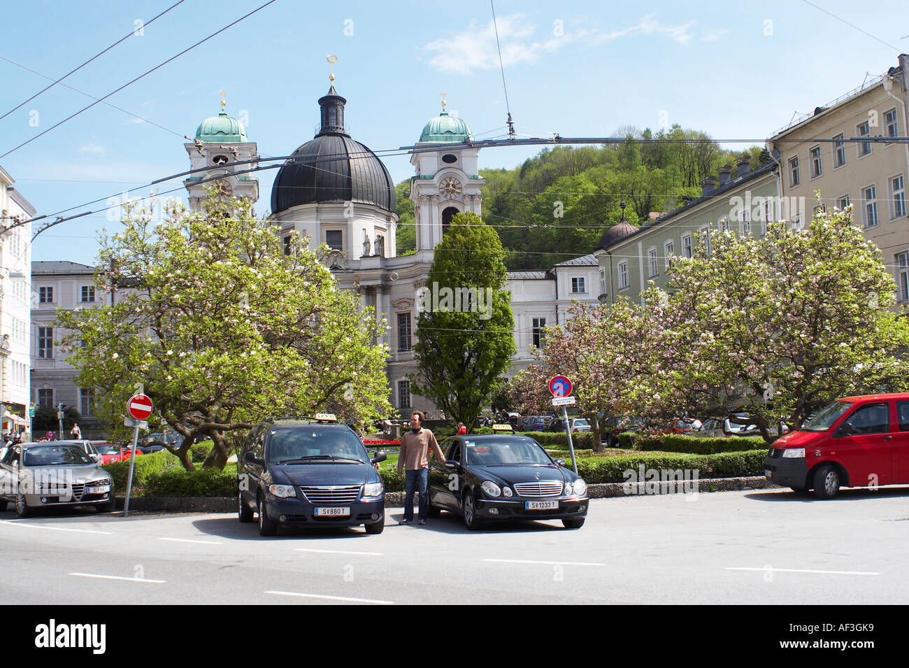 Das Haus, in dem Wolfgang Amadeus Mozart in Salzburg Österreich lebte Stockfoto