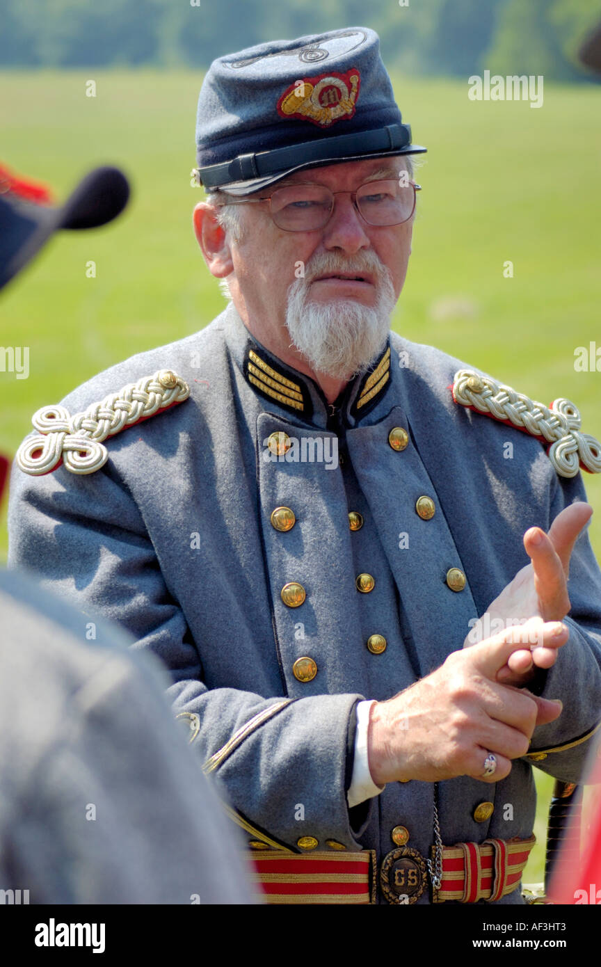 Konföderierte Artillerie reenactor Stockfoto