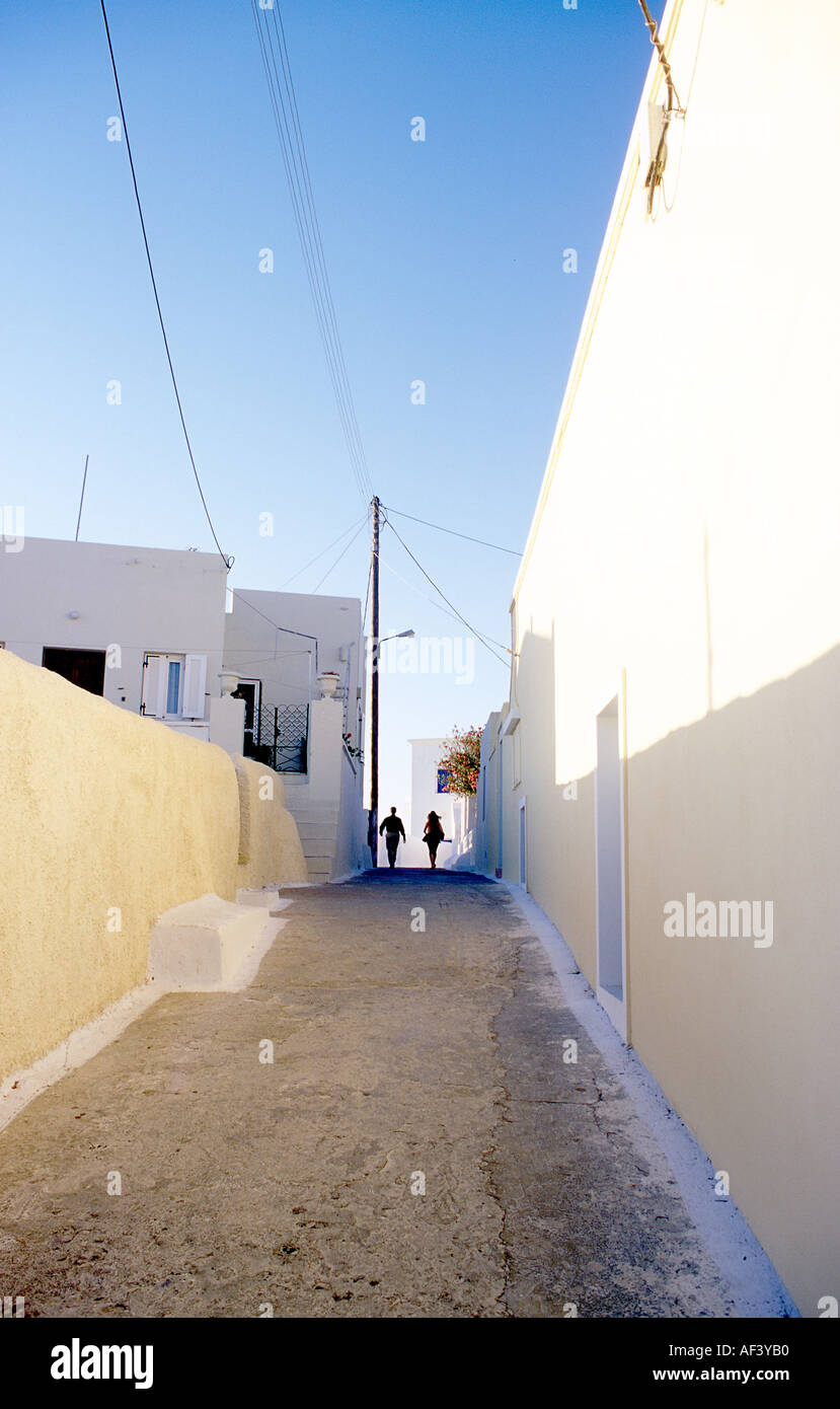 Thira alte Stadt Seitenstraße Santorini Griechenland Stockfoto