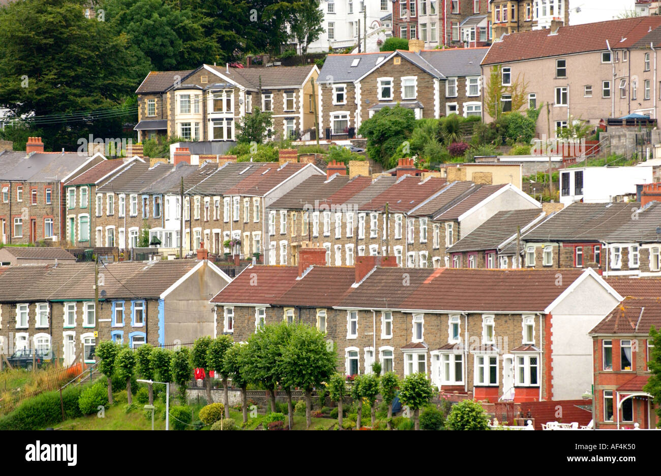 Reihenhäuser im Dorf der neuen Tredegar South Wales UK Stockfoto