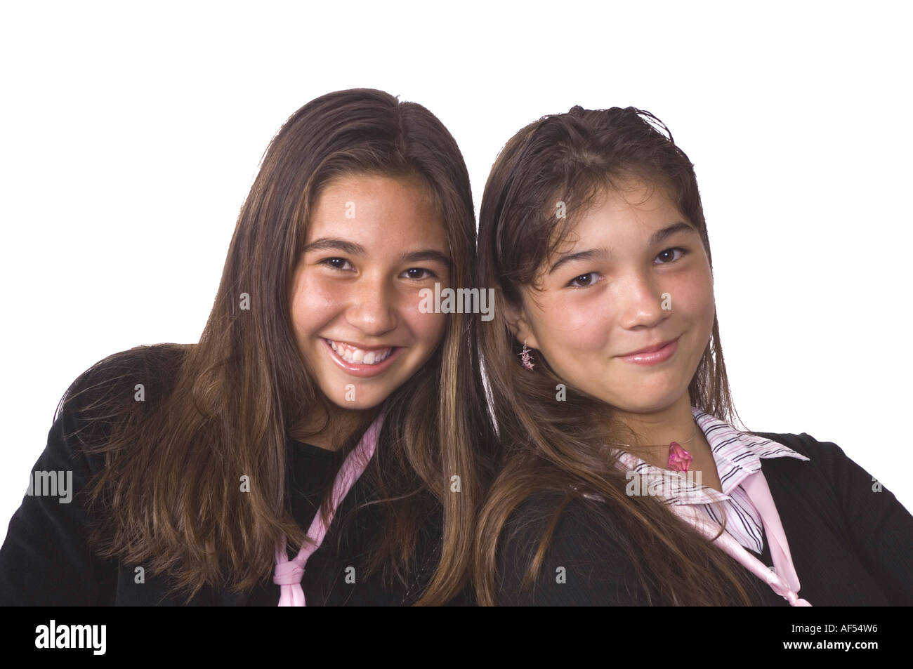 Porträt von zwei jungen Frauen Lächeln Stockfoto