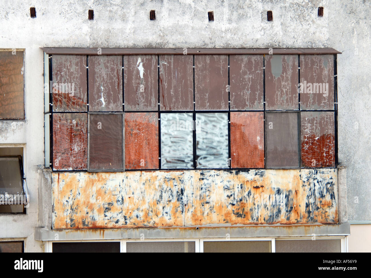 abstrakte Muster gemalt Windows Bulgarien Stockfoto