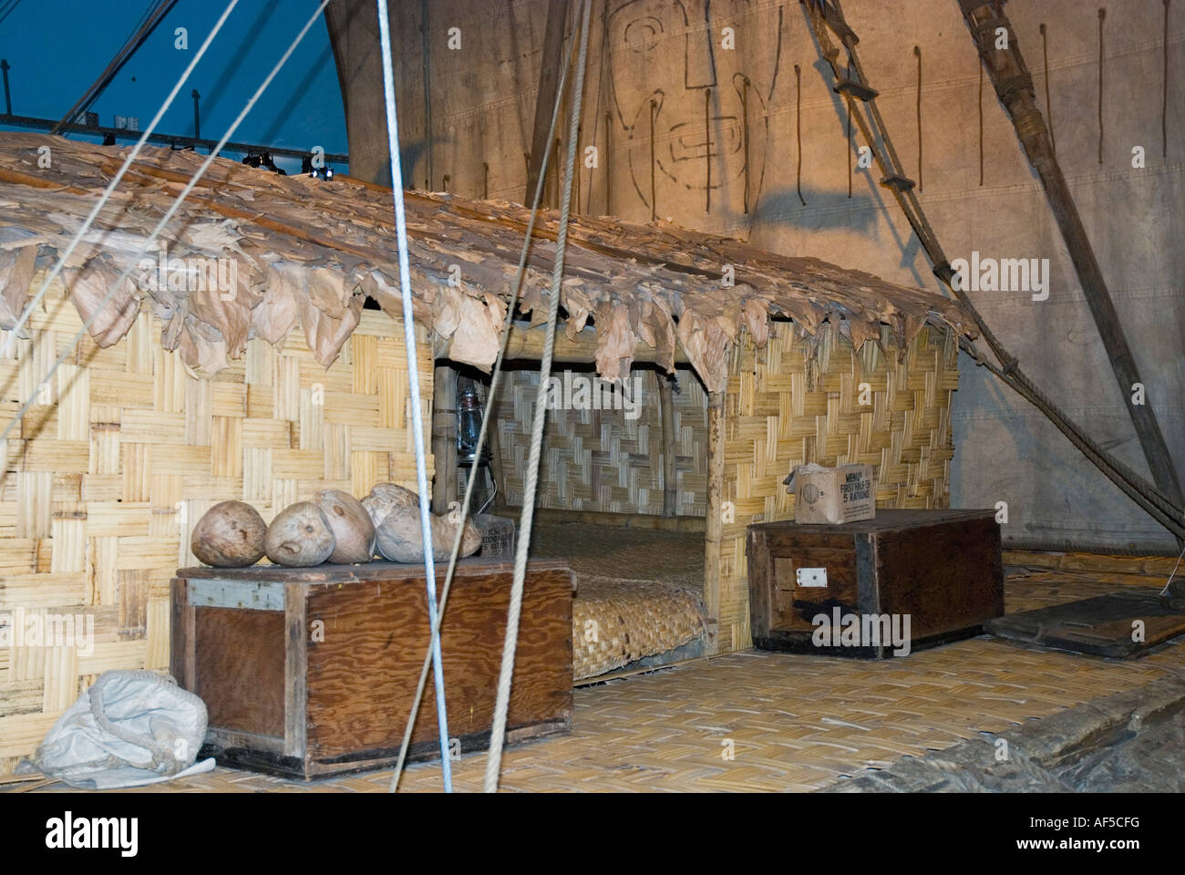Das original Kon-Tike Balsa Holz Floß von Thor Heyerdahl verwendet Stockfoto Das original Kon-Tike Balsa Holz Floß von Thor Heyerdahl verwendet Stockfoto