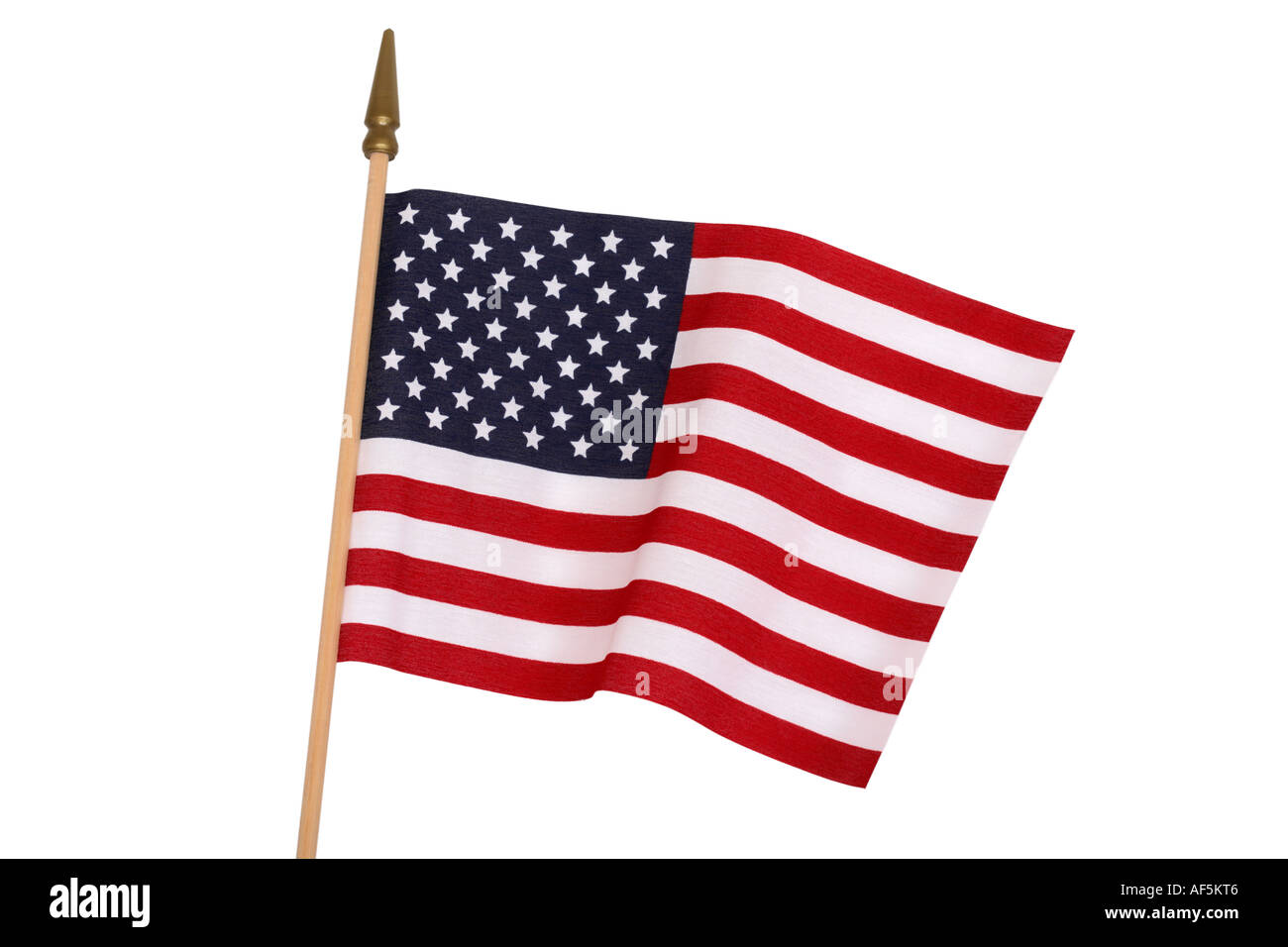 US-Flagge auf weißem Hintergrund Stockfoto