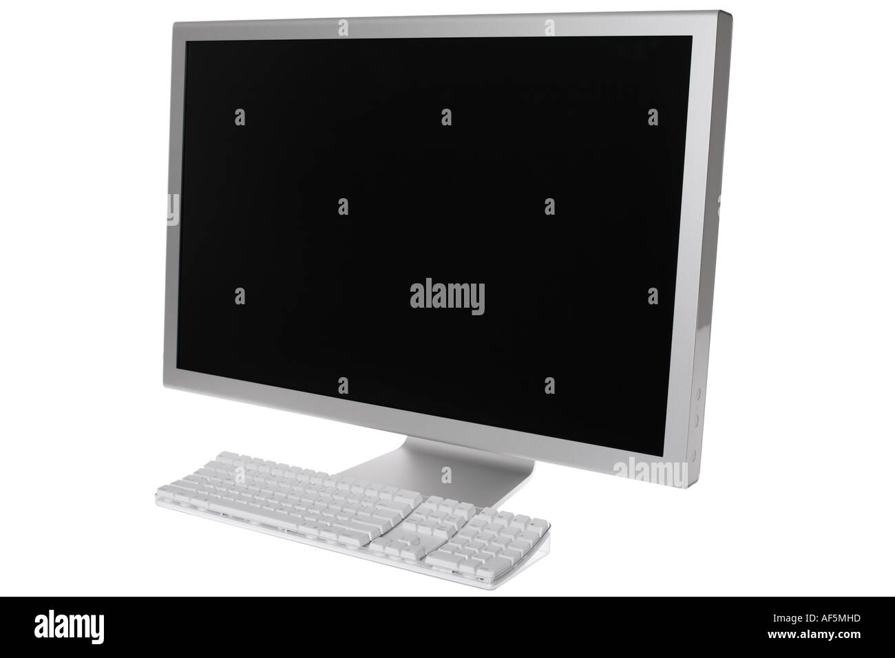 Modernen Widescreen-Computer-Monitor und Tastatur Stockfoto
