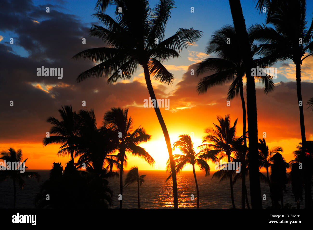 Sonnenuntergang am Wailea Beach östlich von Maui, Hawaii, USA Stockfoto
