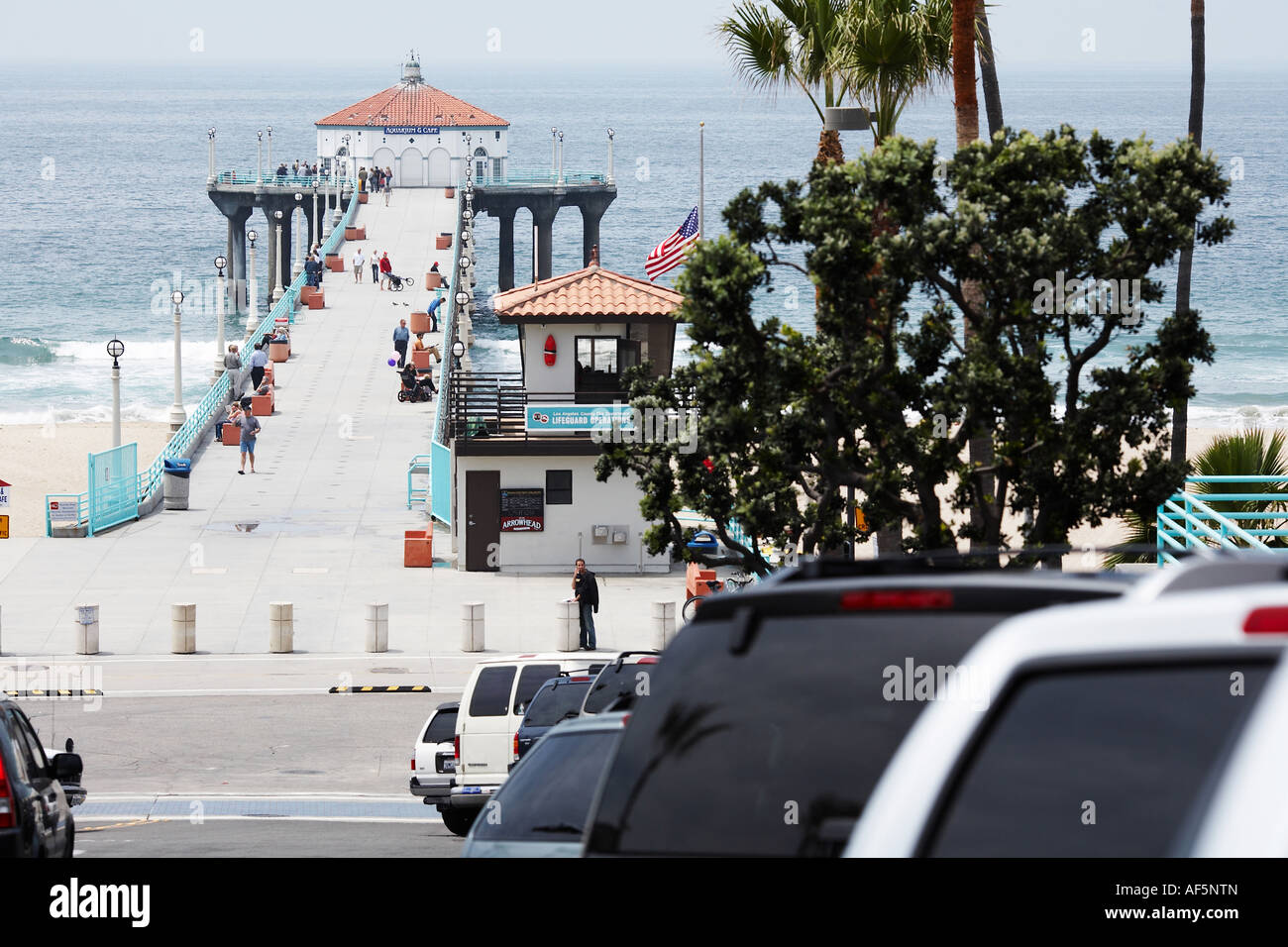 Blick auf Pier in Manhattan Beach, Los Angeles County, Kalifornien, USA Stockfoto