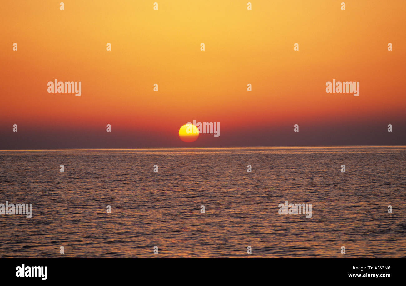 Sonnenuntergang über dem Mittelmeer in Crete Reihe Nr. 1 Stockfoto