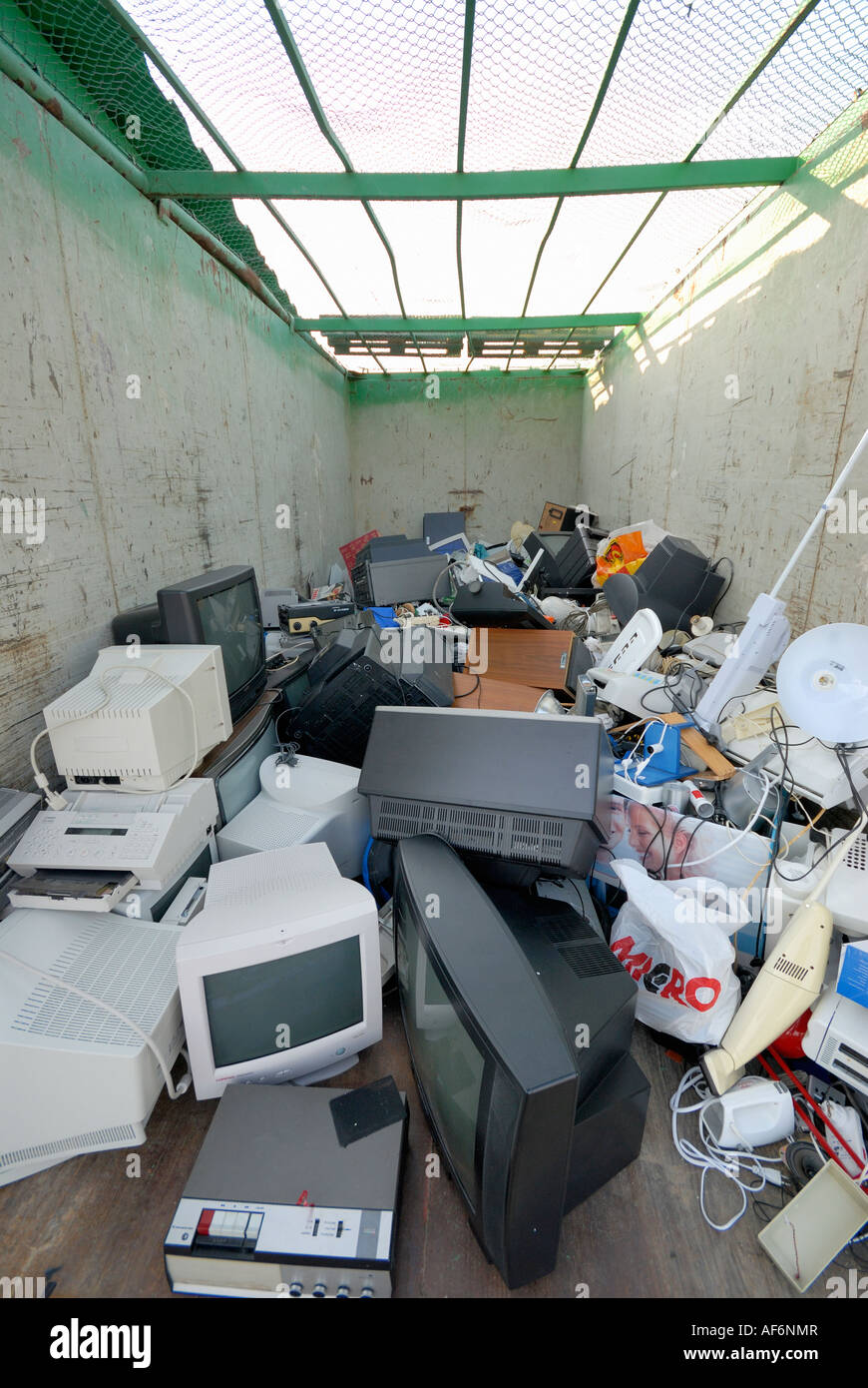 Recycling-Station für elektronische Produkte Stockfoto