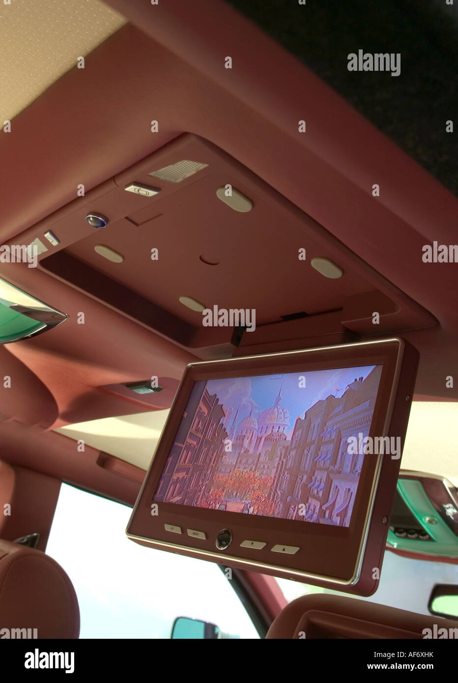 Dach montiert im Auto video-Bildschirm Stockfoto
