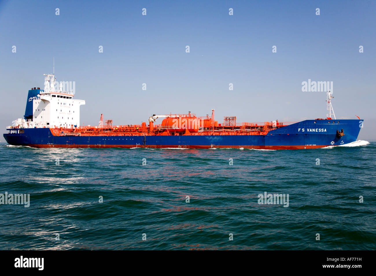 Der Tanker FS Vanessa verlässt Southampton Stockfoto