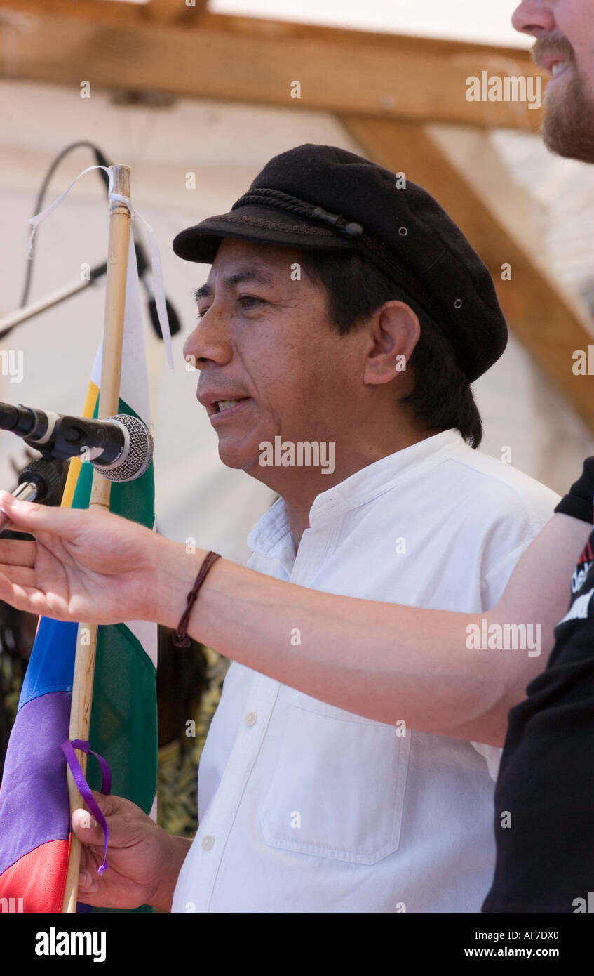 Bolivianische Aktivist wandte sich Politiker OSCAR OLIVERA Stockfoto