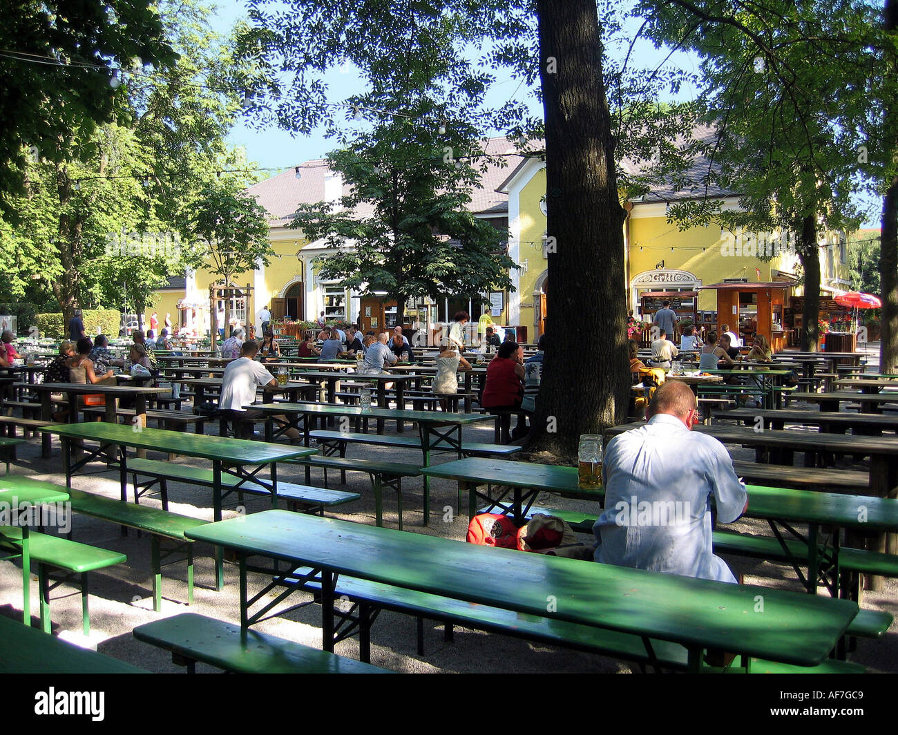 Geographie/Reisen, Deutschland, Bayern, München, Biergarten, Taxis, Garten, Additional-Rights - Clearance-Info - Not-Available Stockfoto