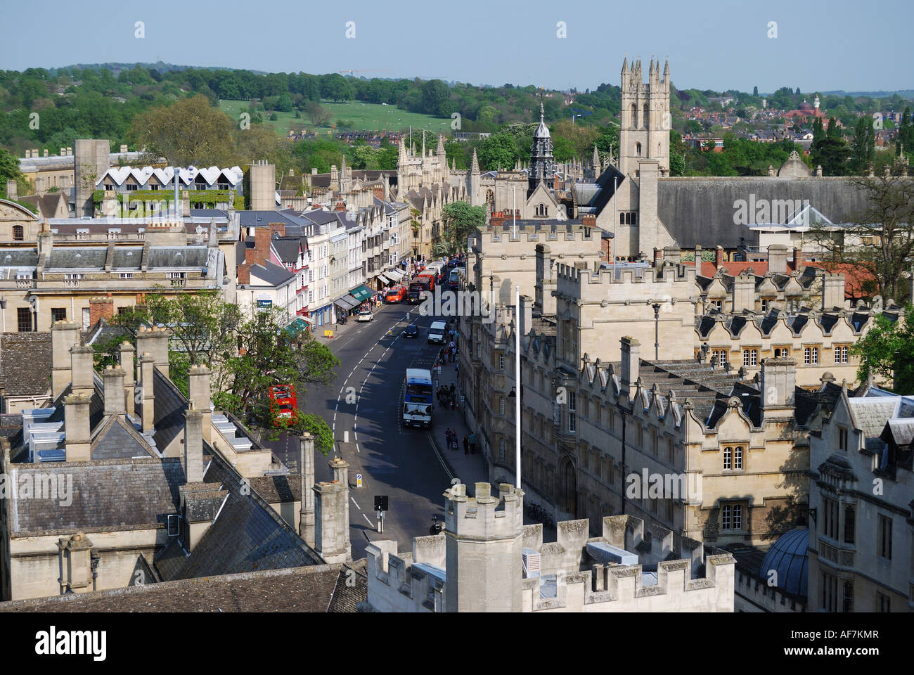 Stadt-Blick vom Universität Kirche von St.Mary Jungfrau, Oxford, Oxfordshire, England, Vereinigtes Königreich Stockfoto