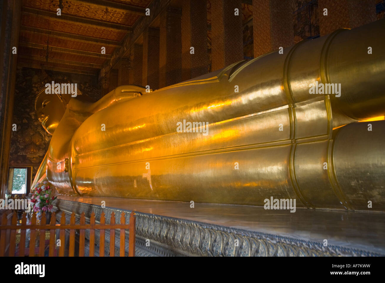 Liegender Buddha Wat Po Bangkok Thailand Stockfoto