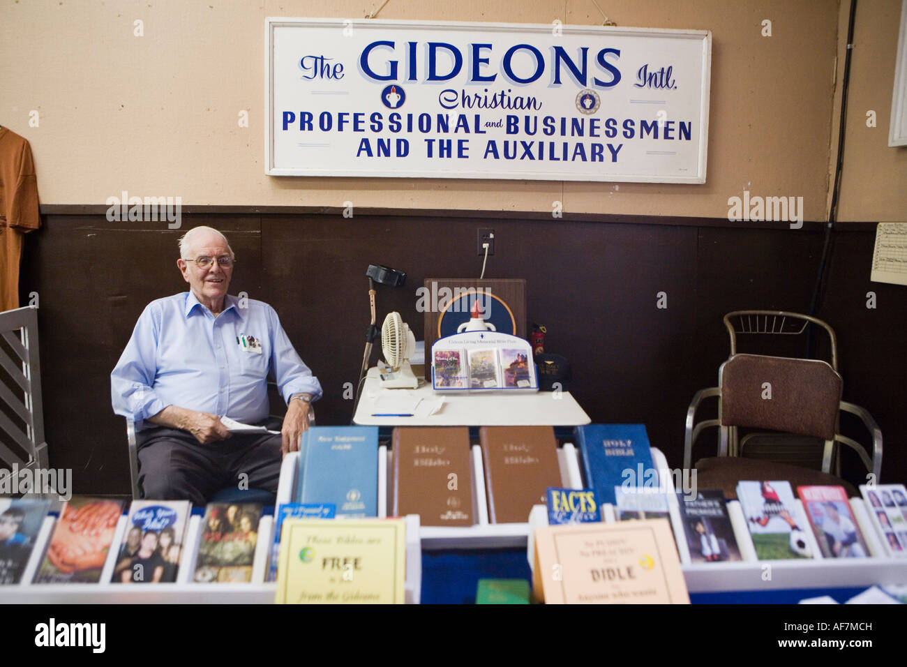 Gideon Bibel Mann Fonda Fair 2007 Montgomery County New York Stockfoto