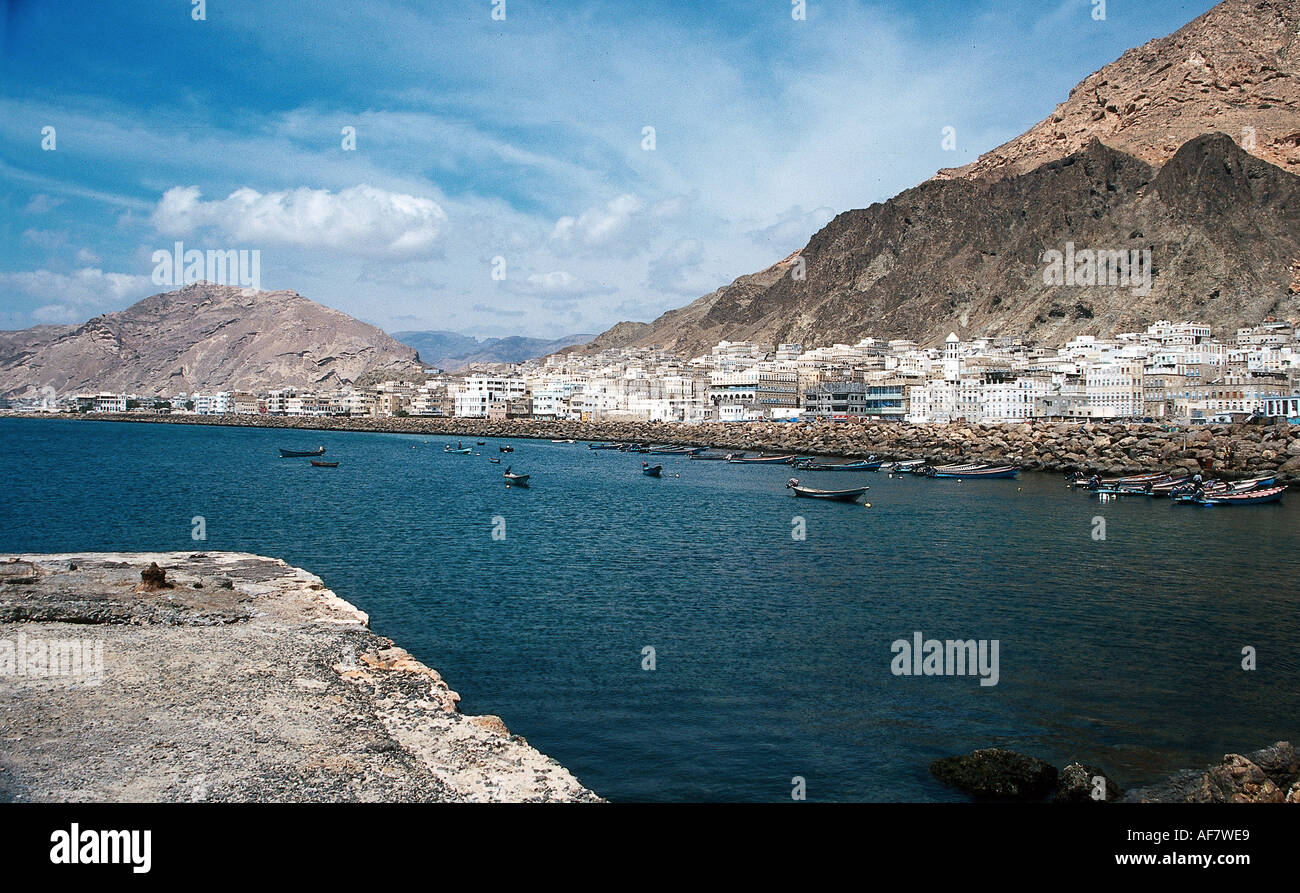 Geographie/Reisen, Jemen, Aden, Stadtblick, Stadtbild, Bucht, Hafen, Boote, Übersicht, Additional-Rights - Clearance-Info - Not-Available Stockfoto