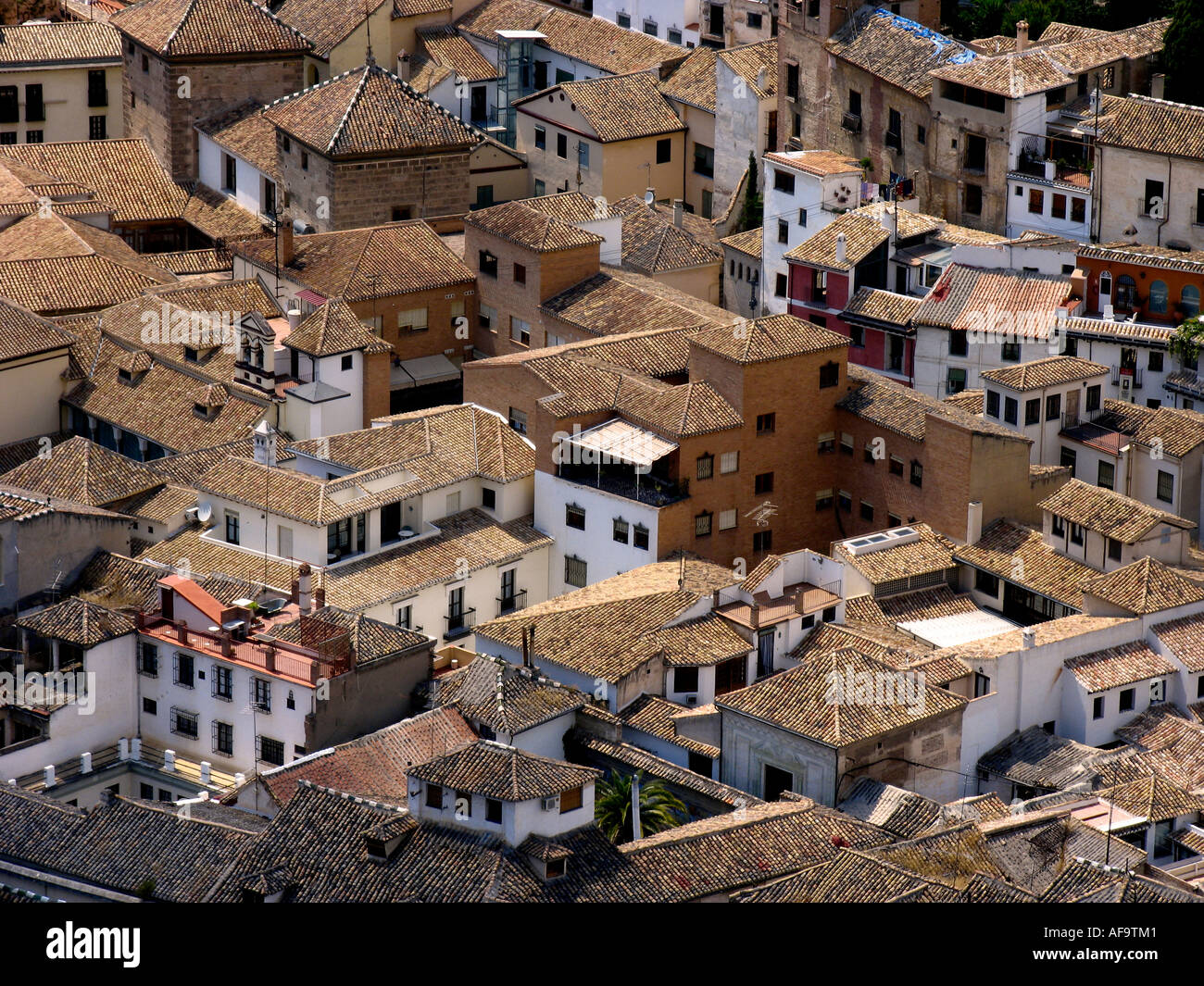 Blick von der Alhambra auf den Dächern von Granada Andalusien Spanien Stockfoto