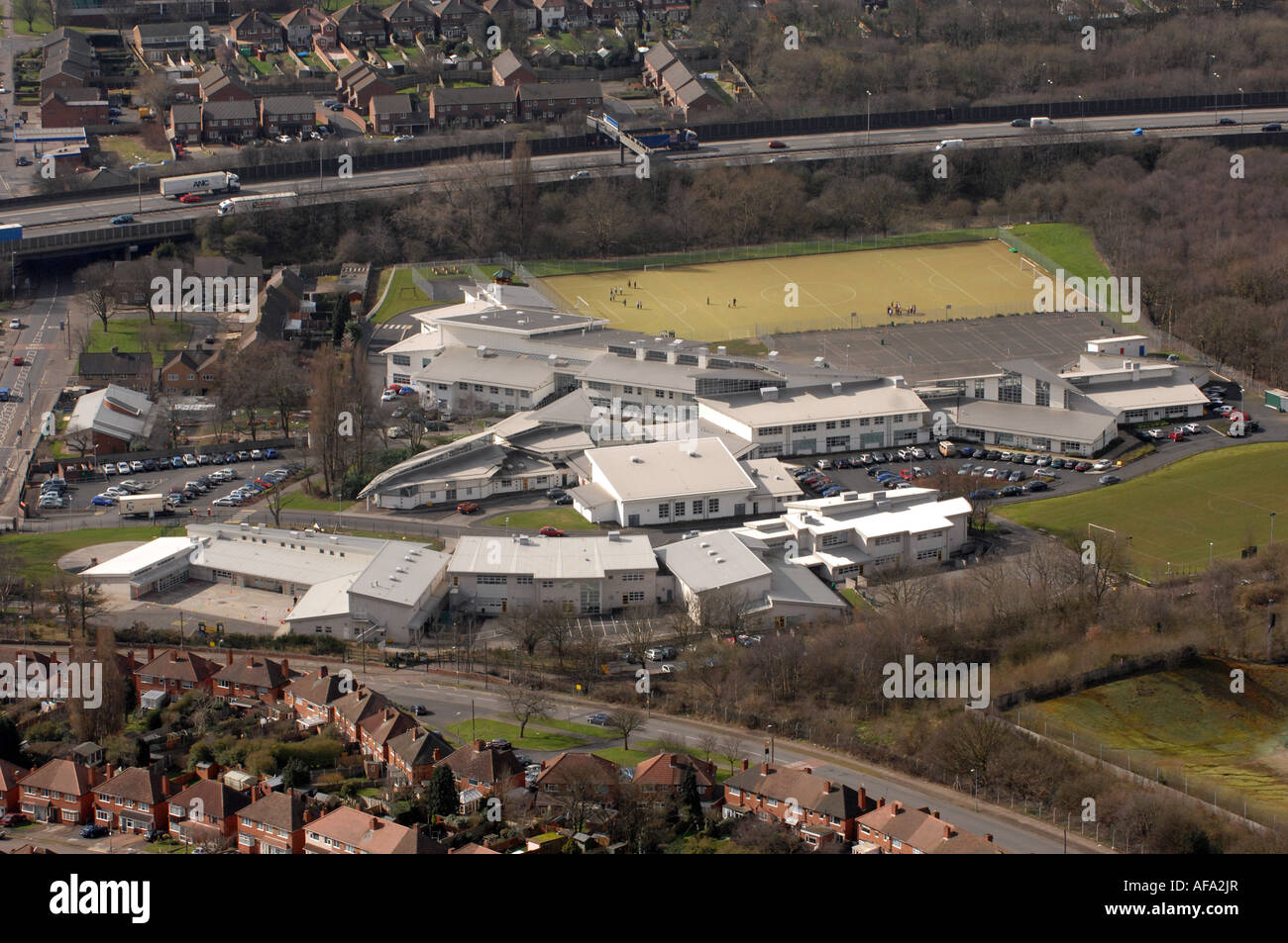 Luftaufnahme von Perry buchen Schule in der Nähe von Birmingham B42 2PY Stockfoto