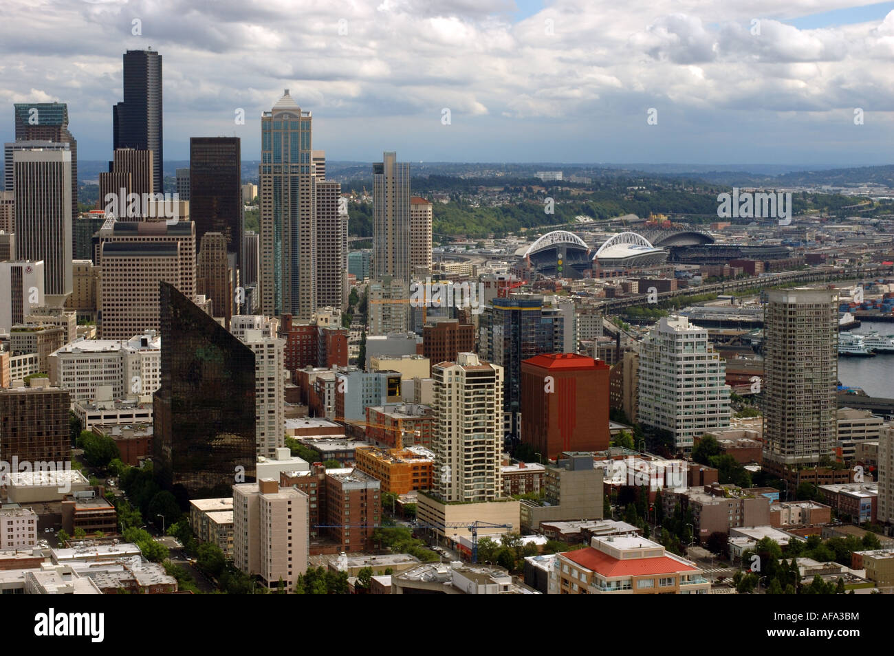 Vogelperspektive der Innenstadt von Seattle, Washington, USA. Stockfoto